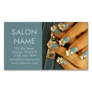 Moderne blaue Nägel Beauty WELLNESS-CENTER Nagelsa Magnetische Visitenkarte