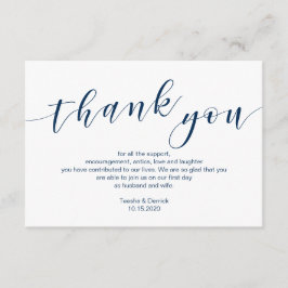 Moderne blaue Navy-Schrift, Hochzeit Danke Begleitkarte