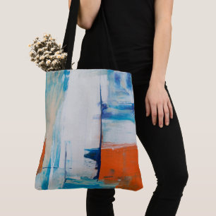 Moderne Blaue Orange Abstrakt Kunst