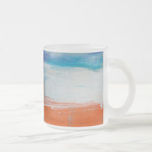 Moderne Blaue Orange Abstrakt Kunst Mattglastasse