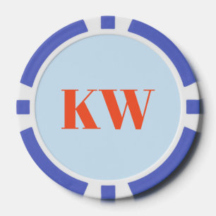 Moderne blaue orange Monogramm Anfangsbuchstaben P Pokerchips