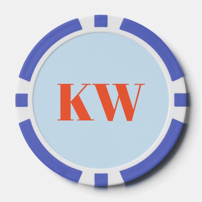 Moderne blaue orange Monogramm Anfangsbuchstaben P Pokerchips (Vorderseite)