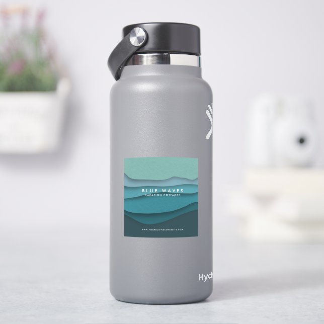 Moderne Blaue Ozeanwellen Aufkleber (HydroFlask)