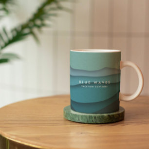 Moderne Blaue Ozeanwellen Kaffeetasse
