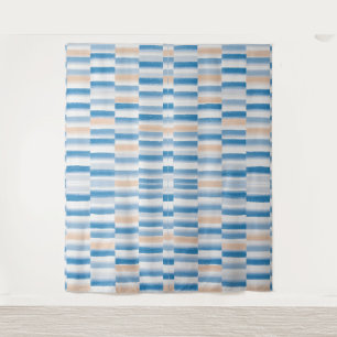 Moderne blaue Pfirsichfarben Streifen Tapisserie Wandteppich