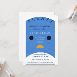 Moderne Blaue Pinguin-Baby-Shower-Einladung Whim Einladung