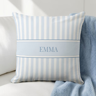 Moderne blaue preppy gestreifte einfache benutzerd kissen
