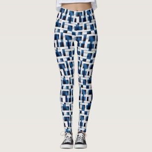 Moderne blaue Quadrate, wiederholt Muster Leggings