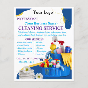Moderne Blaue Reinigungsdienstleistung für Zuhause Flyer