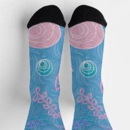 Moderne blaue rosa und violette Blumen Tulpe Socken