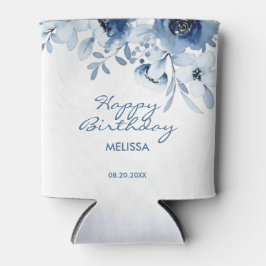 Moderne blaue Rose Blumengrün Geburtstag Dosenkühler