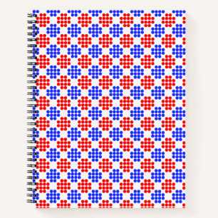 Moderne blaue rote gepunktete Diamanten auf Weiß Notizbuch
