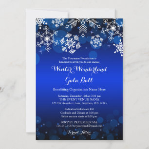 Moderne Blaue Schneeblumen-Winter-Gala-Ball-Einlad Einladung