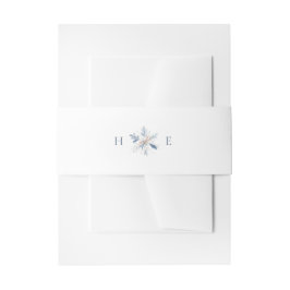 Moderne Blaue Schneeflocke Monogramm Hochzeit Einladungsbanderole