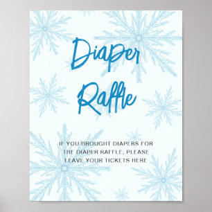 Moderne Blaue Schneeflocken-Baby-Shower-Windel-Raf Poster