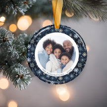 Moderne blaue Schneeflocken Familie Weihnachten 2-