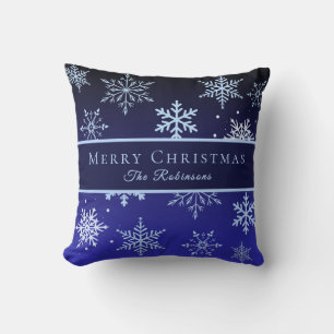 Moderne blaue Schneeflocken Kissen