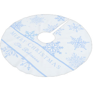 Moderne blaue Schneeflocken Polyester Weihnachtsbaumdecke