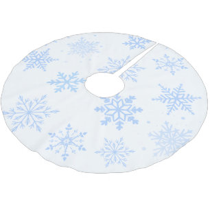 Moderne blaue Schneeflocken  Polyester Weihnachtsbaumdecke