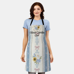 Moderne blaue Schürze mit individuellem Text perso