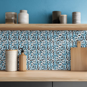 Moderne blaue schwarze graue geometrische Keramikf Fliese