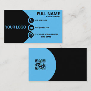 Moderne blaue schwarze Unternehmens-QR-Code-Visite Visitenkarte