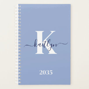 Moderne Blaue Script-Monogramm Planer