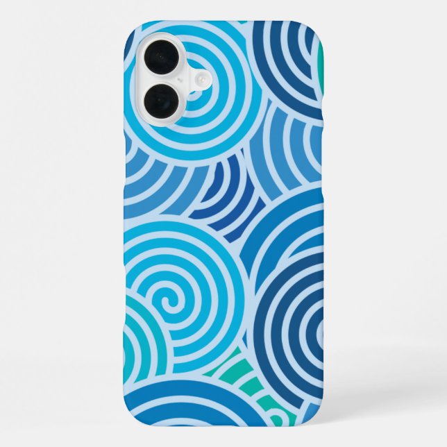 Moderne blaue Spiralmuster iPhone Hülle (Rückseite)