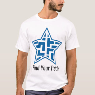 Moderne Blaue Stern-Maze-Geometrie T-Shirt