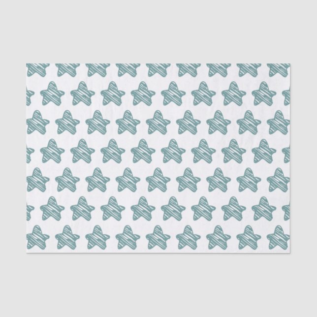 Moderne Blaue Stern-Skizzenmuster Seidenpapier (Vorderseite)