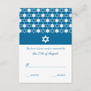Moderne blaue Sterne der David Bar Mitzvah RSVP Ca Karte