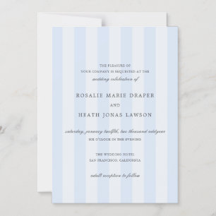 Moderne blaue Streifen elegante Hochzeit Magneteinladung