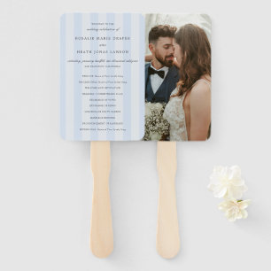 Moderne blaue Streifen Elegantes Hochzeitsprogramm Fächer