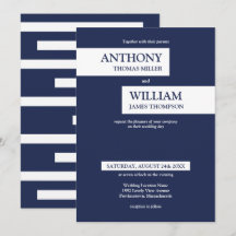 Moderne blaue Streifen geometrische Hochzeit