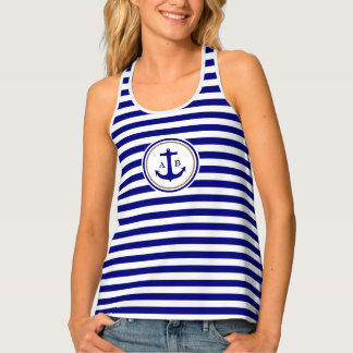 Moderne blaue Streifen mit Anker Tanktop