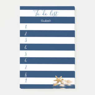 Moderne Blaue Streifen, Muscheln, To-Do-Liste Post-it Klebezettel