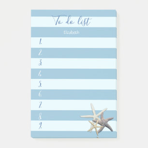 Moderne blaue Streifen, Seesterne, To-Do-Liste Post-it Klebezettel