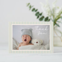 Moderne Blaue Streifen Zwei Fotos Baby Shower Nach