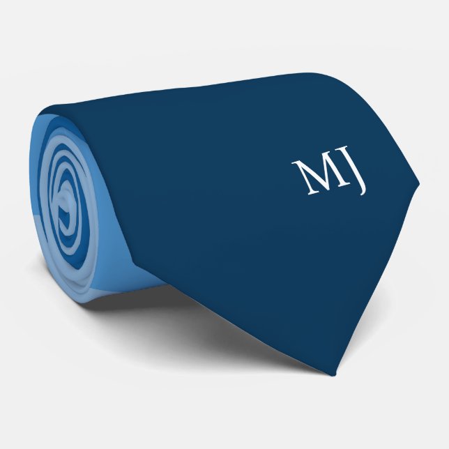 MODERNE BLAUE STRIPED LINES MONOGRAM INITIALS CUST KRAWATTE (Gerollt)