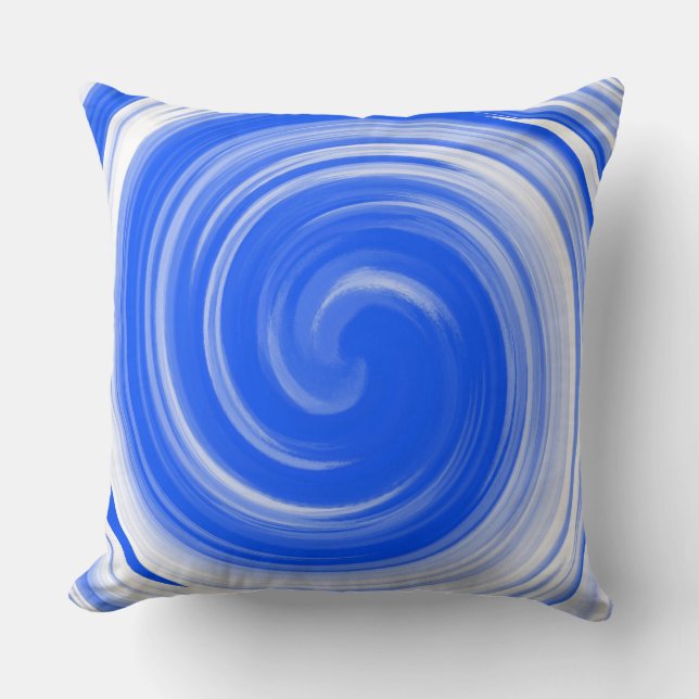 Moderne blaue Swirt Abstrakte Kunst Kissen (Vorderseite)