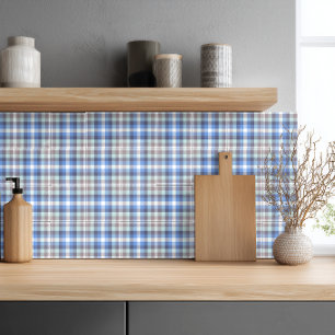 Moderne Blaue Taupe-Tartan-Karo-Muster Fliese