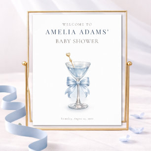 Moderne Blaue Tini-Schleife Baby-Einladung für ein Poster