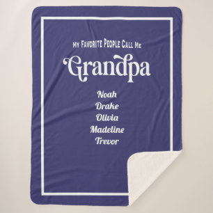 Moderne Blaue Typografie Lieblings-Opa Sherpadecke