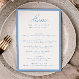 Moderne blaue Umrandung Hochzeit Menükarte
