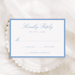 Moderne blaue Umrandung Hochzeit RSVP Karte