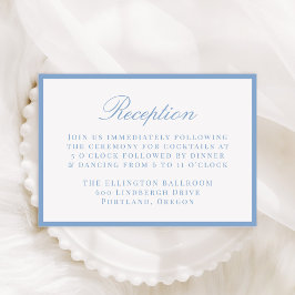 Moderne blaue Umrandung Hochzeitsempfang Begleitkarte
