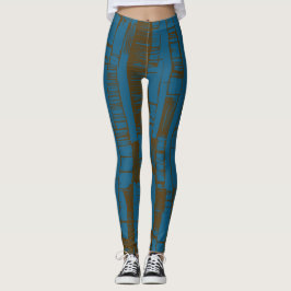 Moderne blaue und braune abstrakte Muster  Leggings