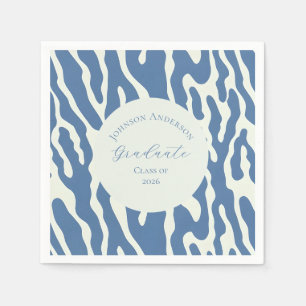 Moderne blaue und cremefarbene abstrakte Abschluss Serviette