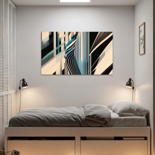 Moderne Blaue und Cremige Abstrakte Dynamik Poster (Von Creator hochgeladen)