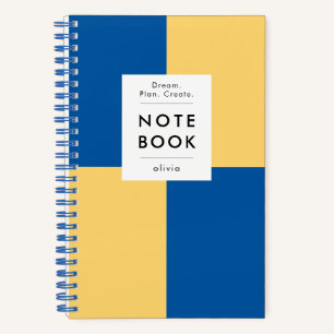 Moderne Blaue und Gelbe Checker Motivational Notizbuch